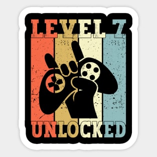 Level 7 Unlocked Video Gamer 7 Years Old 7th Birthday Level Unlocked Sticker